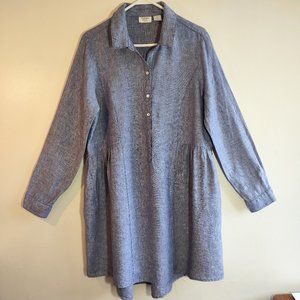Beacan Cove Chambray Linen Dress Sz Large POCKETS!